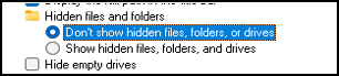 not show hidden folders
