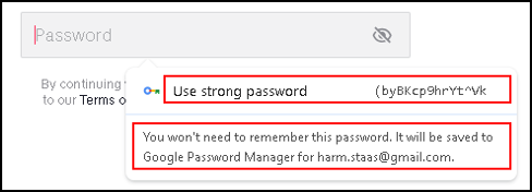 chrome strong password