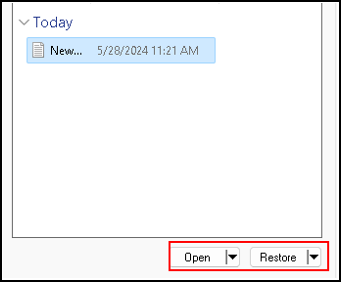 open and restore option