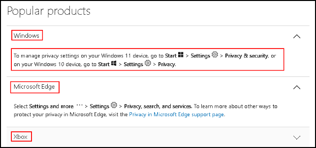 find windows privacy settings