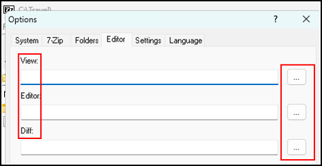 using 7-zip file manager editor tab