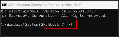 start check disk command