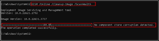 using dism run scanhealth