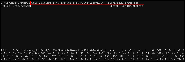 wmic raw smart data