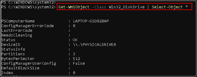 powershell for smart get full disk info