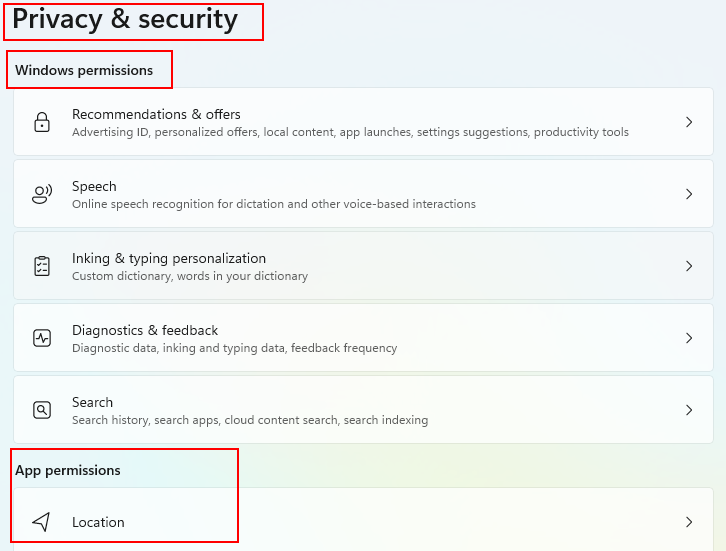 Where to find the entire list of App permissions