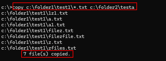 copy folders using the command prompt