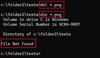 deleting files via the command prompt