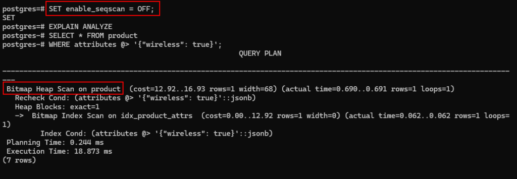 explain analyze with index